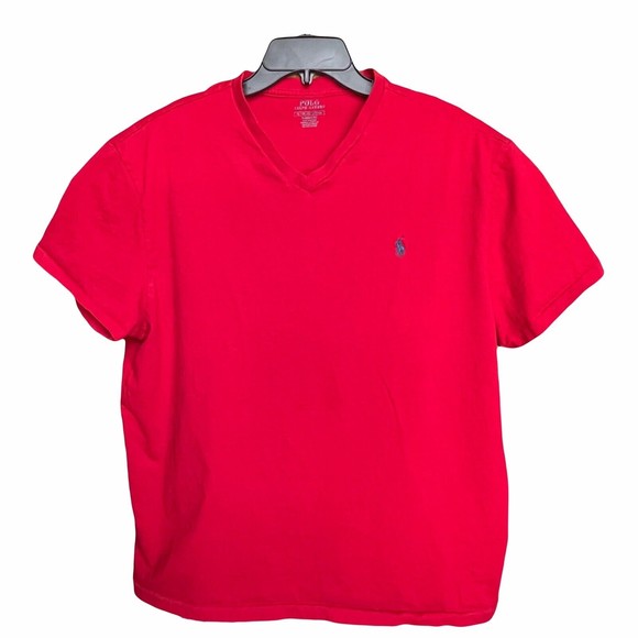 Polo Ralph Lauren Men's T-Shirt Classic Fit V-Neck Short Sleeve Tee Size XL Red - Picture 1 of 2